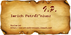Imrich Petróniusz névjegykártya